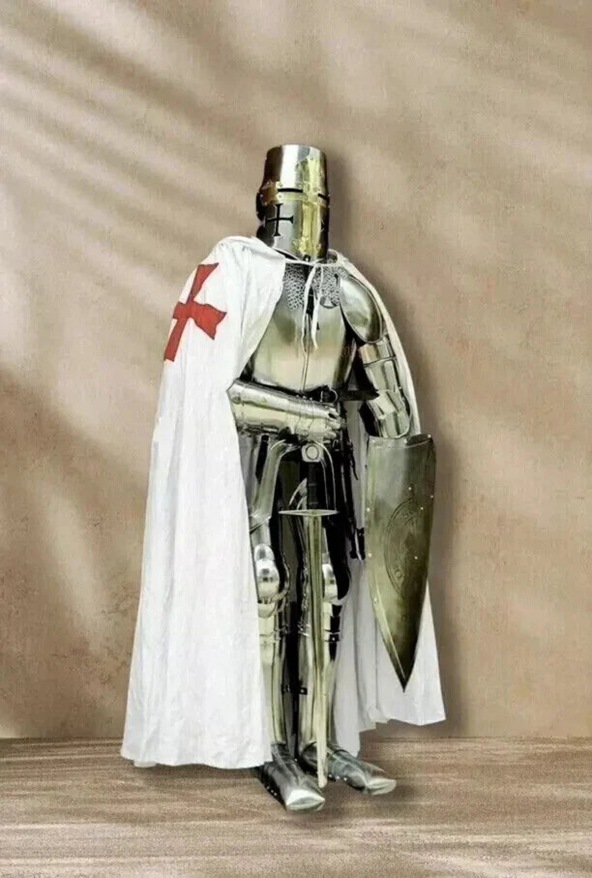 Medieval Wearable Knight Suit of Armor – Full Body Crusader Templar Costume for LARP, Cosplay, Halloween & Display
